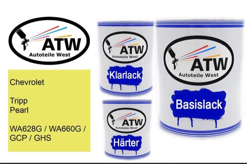 Chevrolet, Tripp Pearl, WA628G / WA660G / GCP / GHS: 1L Lackdose + 1L Klarlack + 500ml Härter - Set, von ATW Autoteile West.
